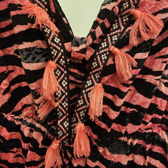 ASOS Beach Cover Up Romper Shorts One-piece pink leopard 🐆 💗 size 0 - Picture 5 of 5